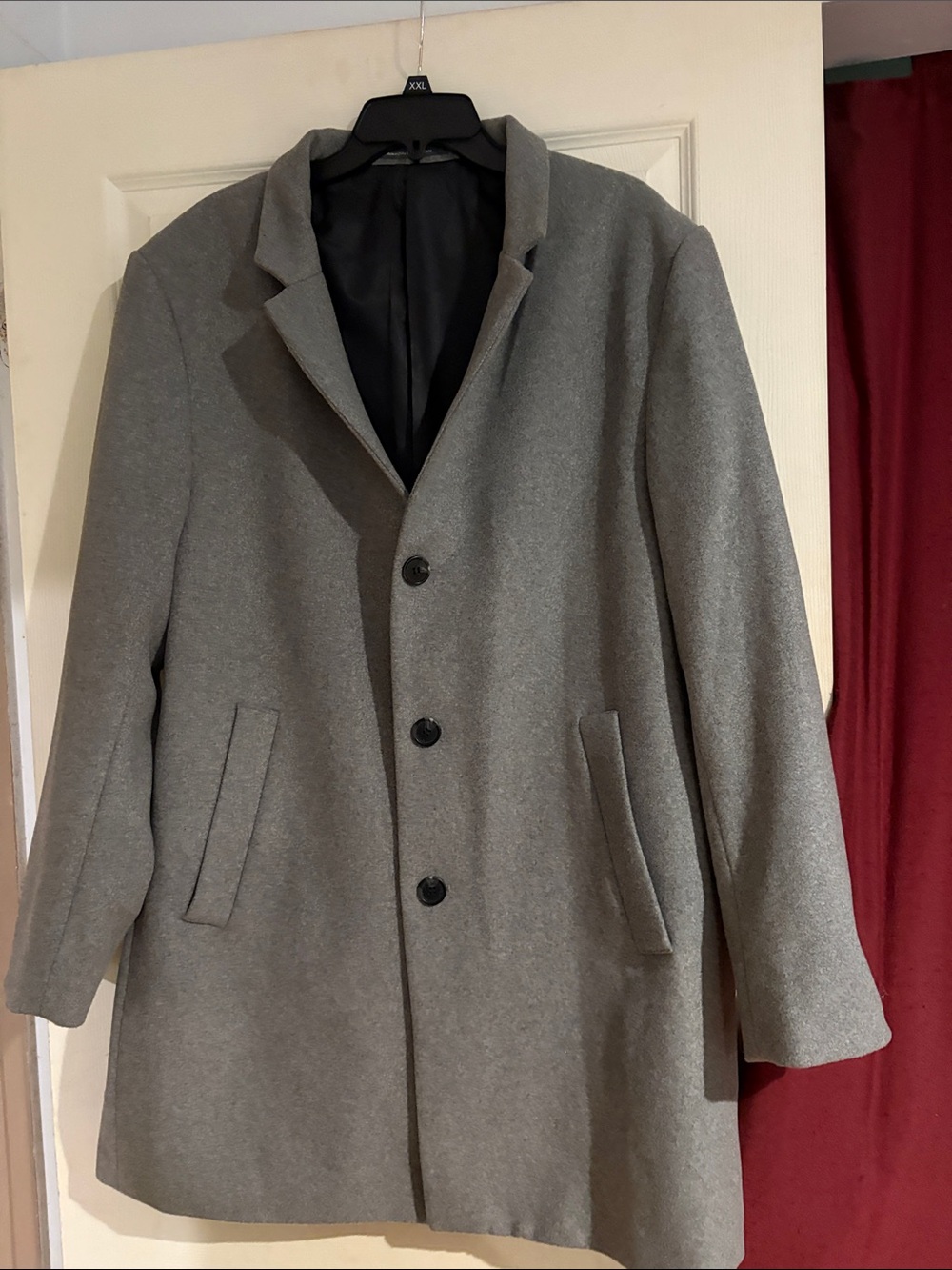 H&M Men's Gray Pea Coat - Three-Button Wool Blend